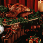 An image of a christmas buffet catering set up for Christmas 2024